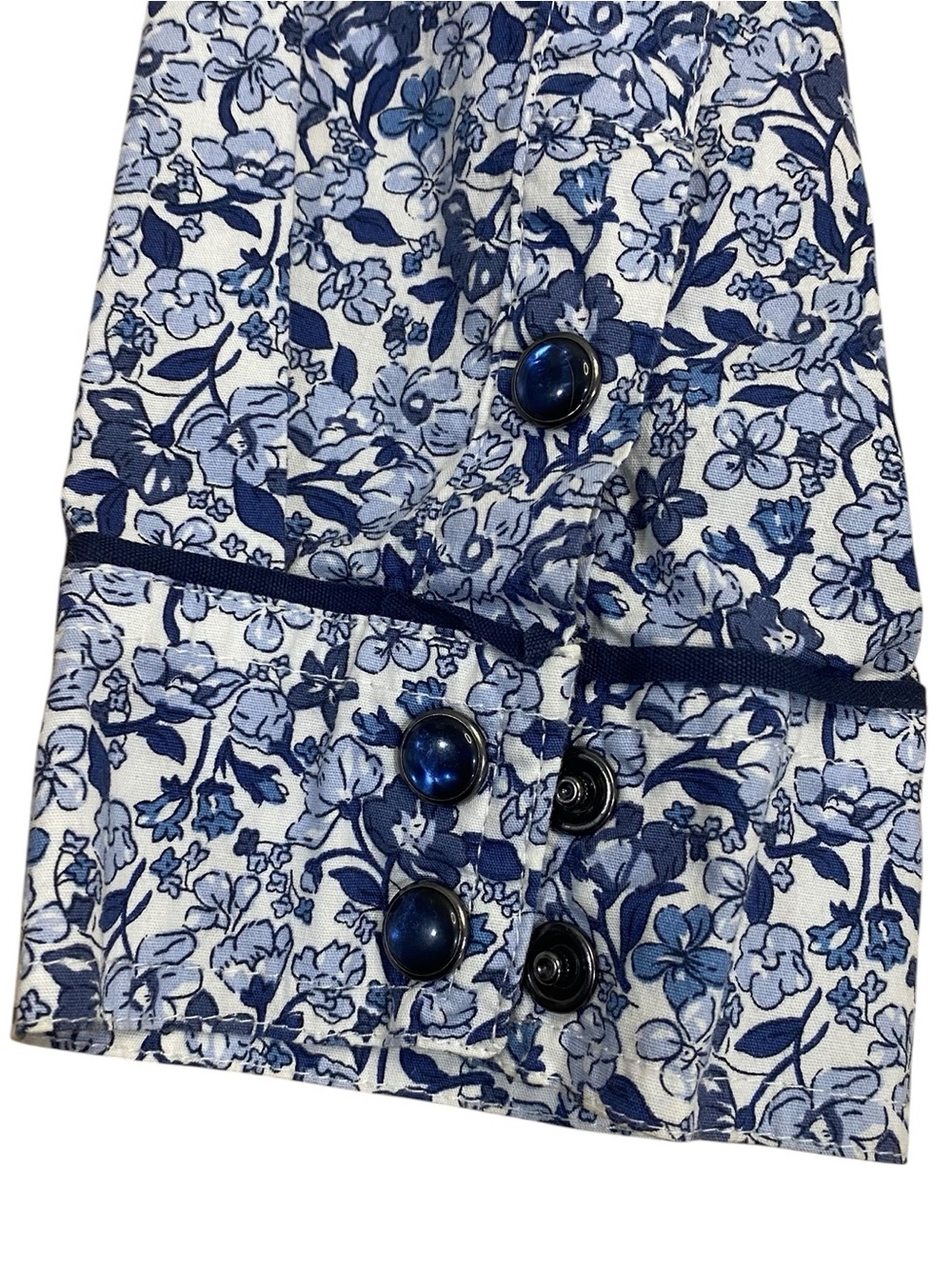 Shyanne Blue Floral Western Pearl Snap Shirt - Picture 4 of 7